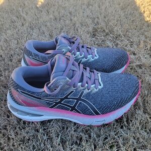 Asics Gray and Pink Athletic Shoes